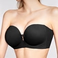 thumbnail image 5 of iHPH7 Front Clasp Strapless Bra Push Up Bra Non Slip Wireless Supportive Padded Bras Seamless Tube Comfortable Bra Front Closure Black M, 5 of 9