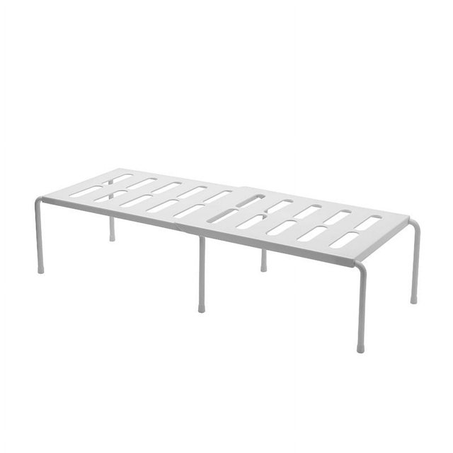 Nvzi Estante de almacenamiento de cocina telescópico de 1 pieza, plástico para el hogar, estante de almacenamiento de cocina de doble capa portátil sin perforaciones para condimentos (blanco)