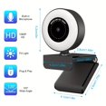 thumbnail image 2 of 1080P Webcam With Ring Light, Microphone. Wire Control Smooth Dimming, Advanced Auto-Focus, Desktop Or Laptop USB Webcam, Meeting Cameras, For Online Video Calling Recording Conferencing Online Classe, 2 of 4
