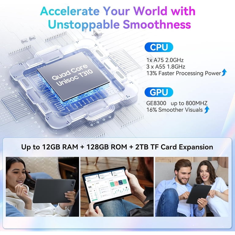 TABWEE, Android Tablet, 10.5 inch T80, 12GB RAM + 128GB ROM