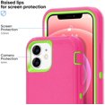 thumbnail image 4 of Compatible with iPhone 12 Case/iPhone 12 Pro Case 6.1-Inch (2020), Heavy Duty Defender 3-Layer Rugged Shockproof Drop Protective Cover Phone Cases for iPhone 12/12Pro, Hot Pink Green, 4 of 12