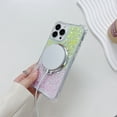thumbnail image 6 of Glitter Gradient Color Case for Apple iPhone 15, with Ring Holder Kickstand Magnetic Cover Compatible with Magsafe Shockproof Anti-Scratch TPU Bumper Phone Case for Girls Women, Pink+Green, 6 of 8
