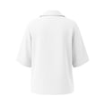 thumbnail image 5 of VEKDONE Cotton Shirts for Women Deep V Neck Collared Shirt Summer 3/4 Length Sleeve Tunic Tops Dressy Solid Color Loose Fit Work Blouse White XXXL, 5 of 6