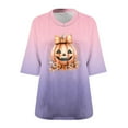 thumbnail image 4 of Tops for Women Plus Size Halloween Printed V-neck 3/4 Sleeve T-shirt Plus Loose Top,Womens Blouse Pink, 4 of 4