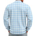 thumbnail image 7 of Men's Plaid Waffle Knit Sweatshirt Quarter Zip Pullover Stand Collar Long Sleeve Loose Fit Casual Sweatshirt For Fall Winter Daily Wear, XL, 7 of 7
