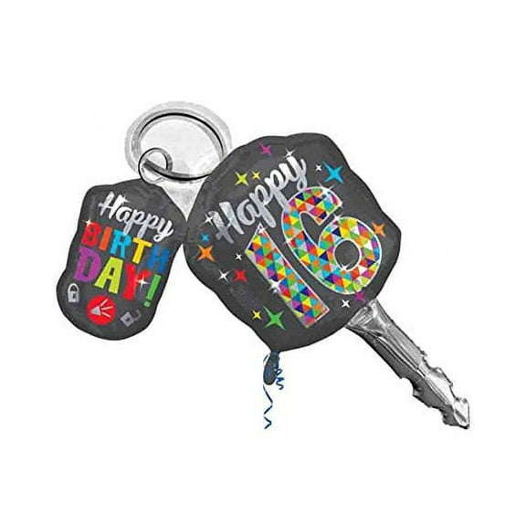 Sweet 16 Birthday Car Keys Shaped 38" Mylar Balloon