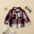 thumbnail image 4 of GYRATEDREAM 0-5T Little Kids Toddler Baby Boy Girl Shirt Jacket Plaid Long Sleeve Button Down Fall Flannel Shacket Coat Tops, 4 of 9