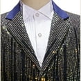 thumbnail image 5 of UVEASISHA Mens Sequin Blazer Court Style Fashion Prom Party Jackets Notch Lapel Single Breasted Shiny Suit Jacket Regular Fit Stylish Tuxedos Clearance Sales,Blue,2XL, 5 of 8