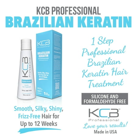 KCB Professional Brazilian Keratin, 1 Step Keratin Hair Treatment Kit at Home. Straightening and Hair Frizz Control, All Hair Types, 3.38Floz