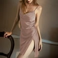 thumbnail image 2 of Diufon Nightgowns for Women Stain Spaghetti Strap Deep V Neck Camisole Nightdress Trendy Silk Slit Pajamas, 2 of 6