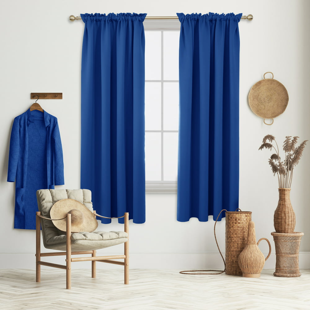 Deconovo Royal Blue Blackout Curtains Rod Pocket Curtain Panels Room