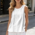 thumbnail image 7 of WEIWEN Linen Tank Tops for Women Summer Casual Oversized Camisole Crew Neck Sleeveless Linen Shirts 2026 Loose Fit Lightweight Gauze Blouses White, XXXL, 7 of 7