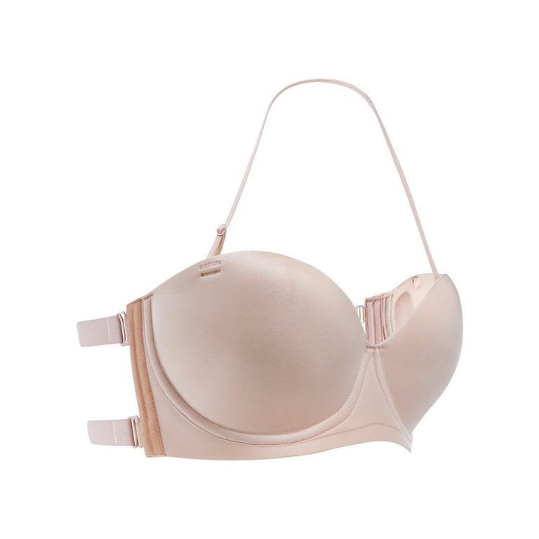 JDEFEG Bra Set Tan Bra Ladies Low Cut Strapless Adhesive Push Up