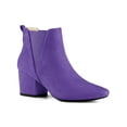thumbnail image 1 of BLISSFUL STEP Bottes pour Femmes Bout Pointu Talon Bloc Bottines Chelsea Violet Foncé 8, 1 of 6