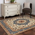 thumbnail image 5 of Vintage Floral Washable Area Rug 2.7 x 5 ft Navy Brown Classical Ethnic Bohemian , Soft Non Slip Rugs Stain Repellent Indoor Felt Carpet for Living Dining Room Bedroom Home Office, 5 of 9