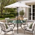 thumbnail image 2 of Round Outdoor Tablecloth with Umbrella Hole and Zipper, Green Ombre Tablecloth with Elastic Waterproof, Abstract Art Moire Ocean Waves Patio Table Covers for 55" - 60" Picnic Pool Tables, 2 of 9