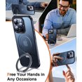 thumbnail image 2 of 3-in-1 [Magnetic+KickStand+Ring Holder] for iPhone 15 Pro Max Case Stand Ring Holder Compatible with MagSafe, Military Shockproof Protective iPhone 15 Pro Max Phone Case Kickstand Cover Black, 2 of 14