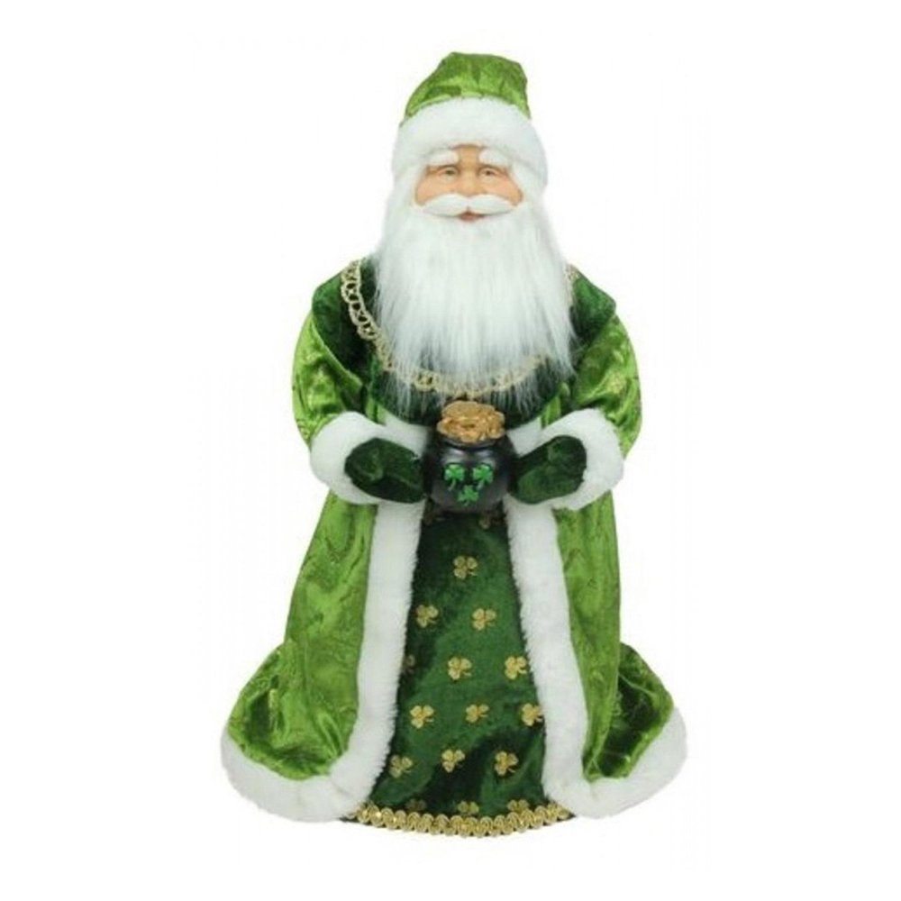 Northlight Luck of the Irish Santa Claus Holding a Pot of Gold Tree