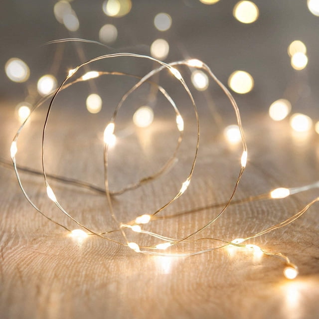 ANJAYLIA Guirnalda de Luces LED, 30 Leds de 10 Pies/3 M, Guirnalda de Luces de Luciérnaga para Jardín, Hogar, Fiesta, Boda, Festival, Decoraciones, Manualidades, Luces con Pilas, Blanco Cálido