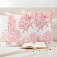 thumbnail image 3 of Pink Coral Outdoor Waterproof Pillow Covers, Coastal Nautical Ocean Starfish Conch Decorative Square Throw Pillowcase Sofa Cushion Sham for Patio/Couch/Chair, 26"x26" 2 Pack, 3 of 8