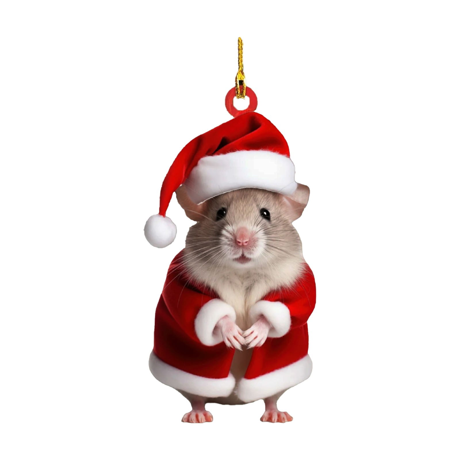 Cute Christmas Mouse Decorations,2D Flat Acrylic Hanging Christmas Tree Ornaments,Xmas Keepsake Pendant for Pet Lovers,Car Rear View Mirror Accessories,Xmas,Acrylic Mouse Pendant(2Pc)