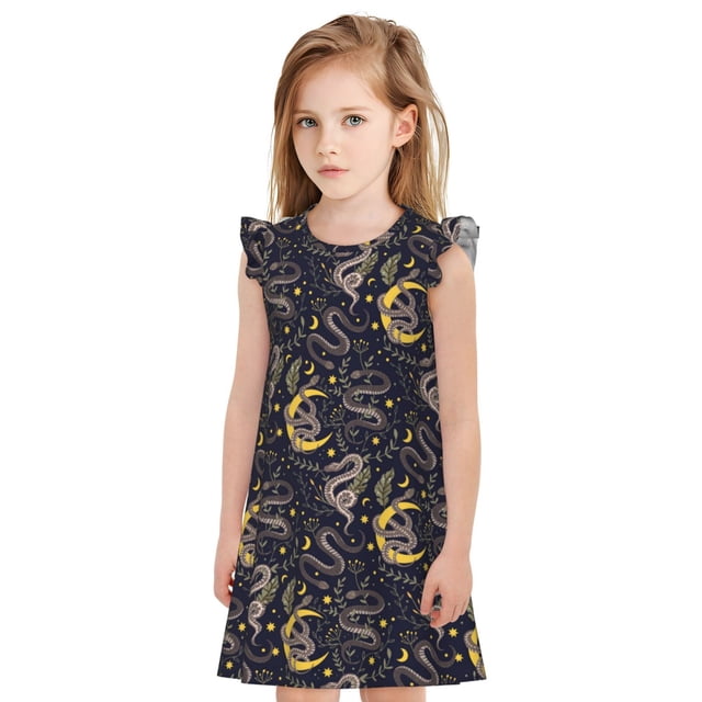 Balery Snake Sleep Camisón de princesa para niñas, pijama de algodón con mangas abullonadas, suave y bonito.-Medium