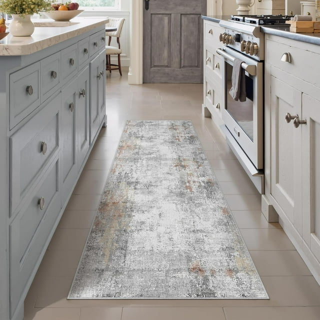 x Washable Area Rug for Living Room Bedroom Cream Neutral Carpet Low Pile Soft Thin Tapis Salon Abstract Modern Vacuumable Lightweight Large Throw Rug for Dining Room Kitchen