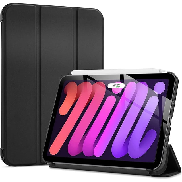 Étui pour iPad Mini 6, Étui 6e Génération, Support Folio, Couverture Mini - Noir