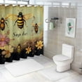 thumbnail image 7 of Creowell Bee Flowers Naturalism Pretty Shower Curtain Bathroom Decor 100% Polyester Fiber Set Chic Modern Shower Curtain with Hooks 60x72, 7 of 7