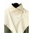 thumbnail image 4 of Female'S Hooded Trench Coat Lapel Button Down Jacket Color Block Mid-Length Windbreaker Green XXXL, 4 of 6
