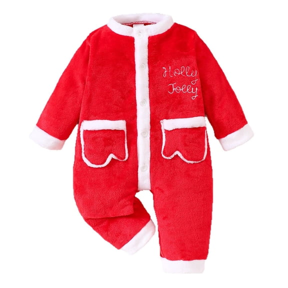 Fleece Onesie Kids Red Baby Onesie Long Sleeve Button down Jumpsuit Infant Onesie Warm Baby Boy Clothes Baby Boy Clothes 9-12 Months