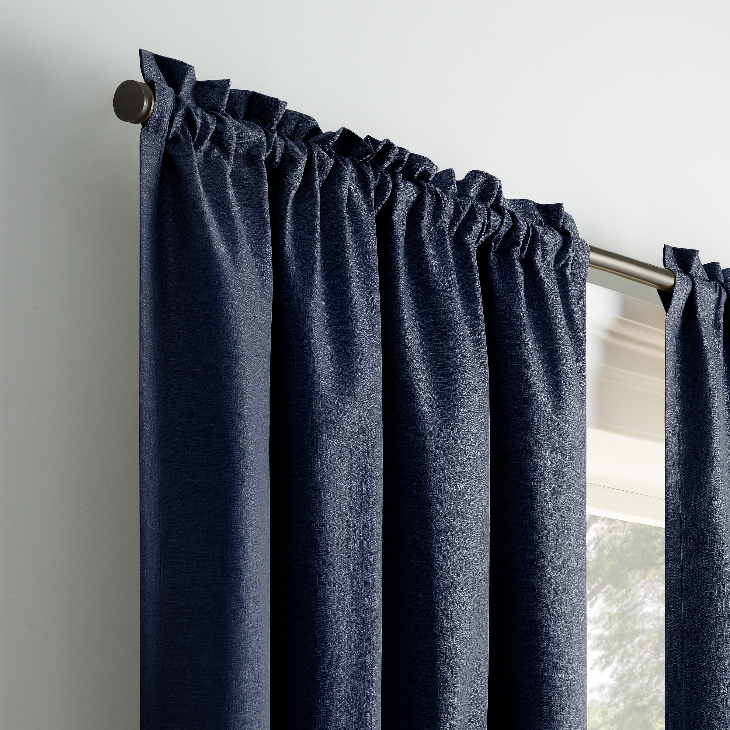 Eclipse Samara Solid Blackout Curtains, Single Curtain Panel, 63 Inch Long Blackout Curtains, 37" W x 63" L, Indigo