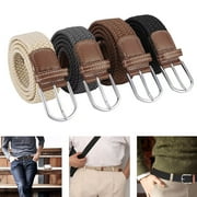 XKDOUS 4 Pcs Mens Stretch Belts, Mens Braided Woven Belt, Golf Belts Elastic Belt, Woven Casual Belt for Women Jeans Pants Dresses