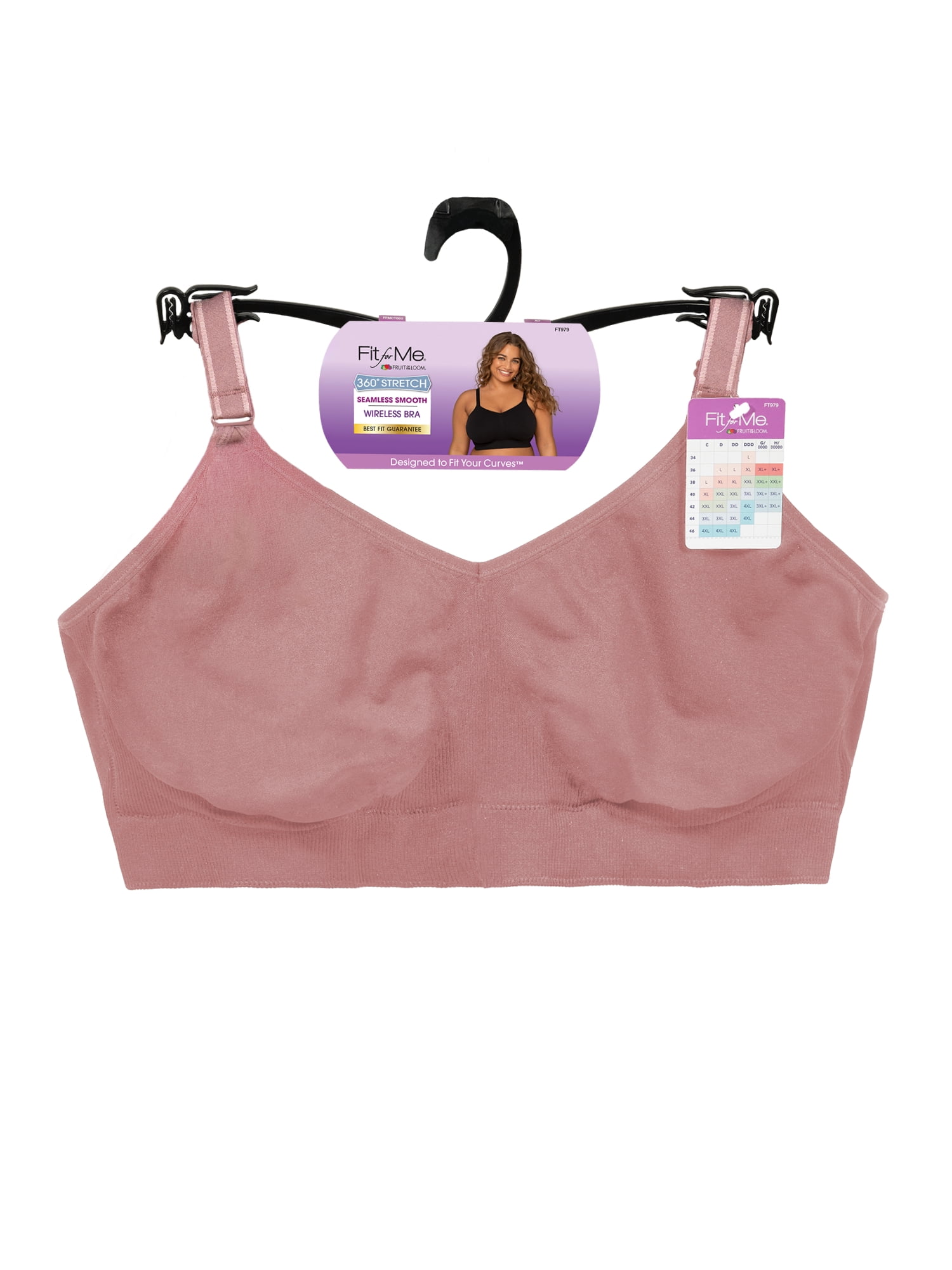 Fit for Me by Fruit of the Loom Women's Supportive Seamless Wirefree Bra, Style FT979, Sizes L to 4XL
