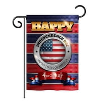 Breeze Decor G161080-BO Happy Independence Day Americana Fourth of July Impressions Decorative Vertical 13" x 18.5" Double Sided Garden Flag