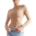 thumbnail image 1 of Gupgi Women Slim Crop Tops Solid Color Long Sleeve T-Shirts Casual Basic Tees, 1 of 5