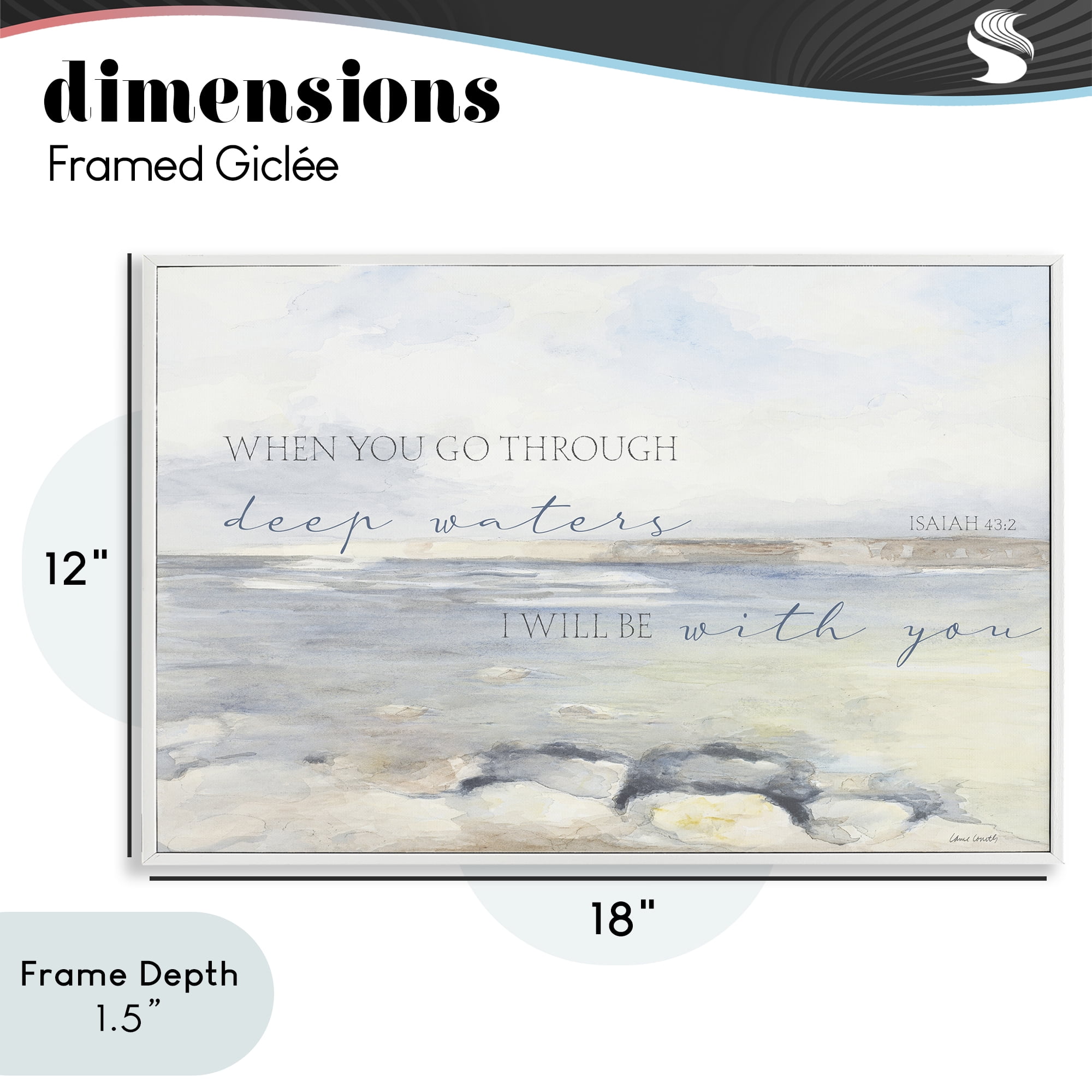 Stupell Industries Deep Waters Isaiah 43:2 White Framed Giclee Art, design by Lanie Loreth