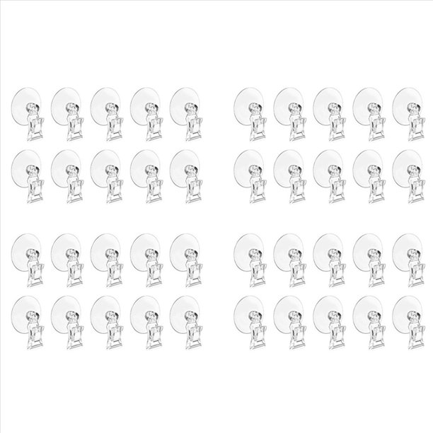 40 Uds. Clips de Ventosa, Abrazadera de Ventosa Transparente, Ventosa de Vidrio para Ventana de Baño con Clip para Exhibición Publicitaria