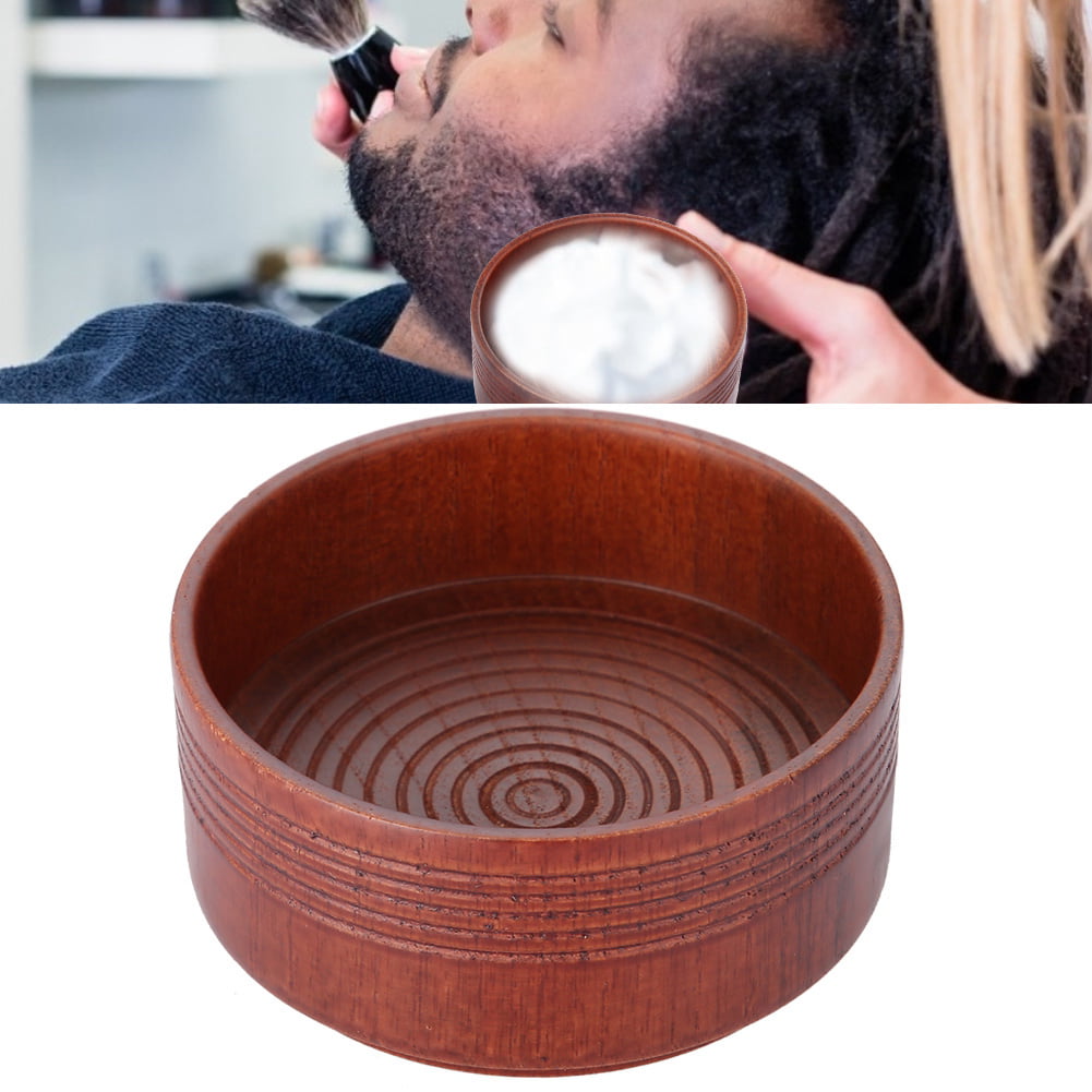 Tebru Shaving Bowl, Man Shave Bowl,Wooden Shaving Soap Bowl Cup Mug Tool Natural For Man Shaver Razor Cleansing Foam Round