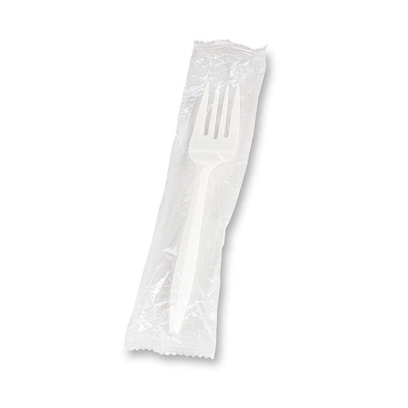 Concession Essentials Medium Weight Individually Wrapped Plastic Forks Great for Take-Out. (200 Pieces)