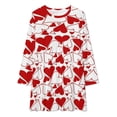thumbnail image 2 of Red And White Heart Pattern Loose Dress Evening Dress Summer Dresses for Women Luxury Dress Long Sleeved Dress, 2 of 4