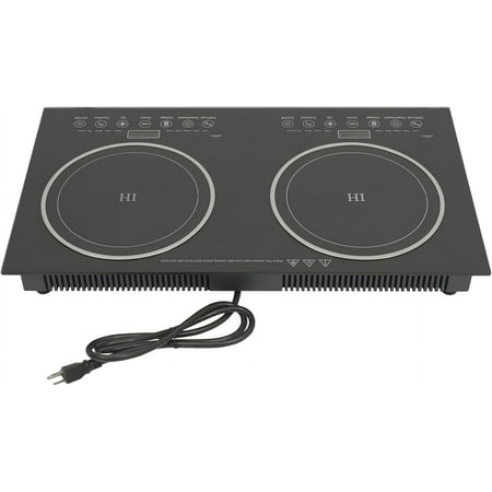 Miumaeov Double Induction Cooktop 2 Burner Independent Controls Cooker 110V Horizontal Electric Stove with Touch Sensor Child Safety Lock