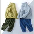 thumbnail image 7 of SERTG Children Fall Winter Set Fleece Casual Long Sleeved Round Neck Top+Elastic Waistband Leg Tied Pants Warm Two-Piece Set for Kids 3-17 Years(Khaki,7-8 Years), 7 of 7