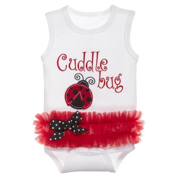 Cuddle Bug White Lady Bug Themed Baby Onesie - By Ganz (0-6 Months)