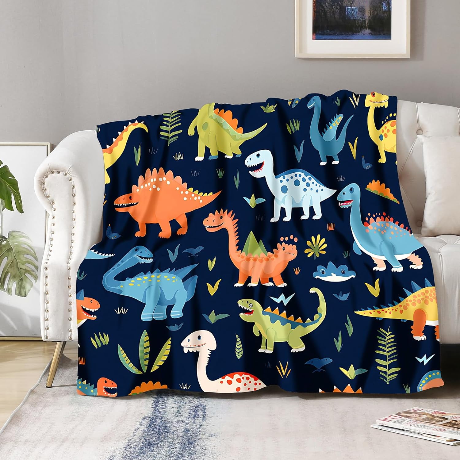 DAJU Dinosaur Gifts Blanket for Boys Girls Dino Themed Throw Birthday Christmas Valentine's Day Easter Presents Decor Toys for Kids Men Adults Child Teen Soft Lightweight Blanket(50*60inch)