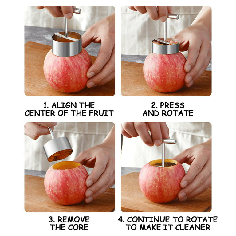 2 PCS Stainless Steel Core Seed Remover Fruit Apple Pear Peach Core,Kitchen  Supplies Corer Easy Twist Kitchen Tool With Soft Rubber Handle