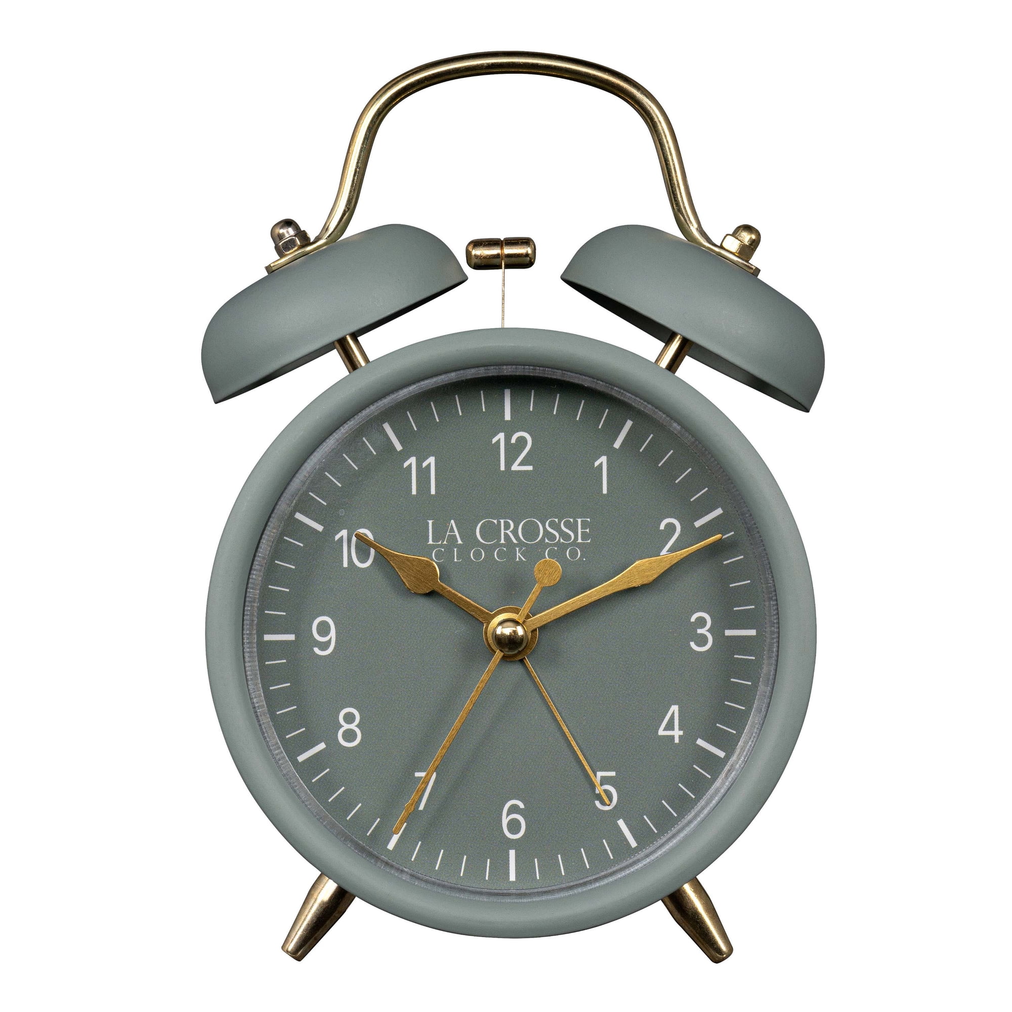 La Crosse Clock Twin Bell Silent Sweeping Quartz Analog Alarm Clock