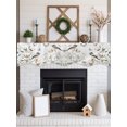 thumbnail image 3 of Butterfly Flower Fireplace Mantel Scarf Cover 90"Wx17"L,Fireplace Mantel Shelf Top Runner,Cotton Rustic Watercolor Leaf Floral Mantle Dresser Scarves Table Runner for Holiday Party Living Room Decor, 3 of 4