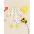 thumbnail image 4 of Suealasg Newborn Infant Baby Boy Girl Animal Romper 3 6 Months  Long Sleeve Round Neck Duck Full Length Jumpsuit Hat One Piece Bodysuit Outfits, 4 of 8