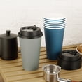 thumbnail image 3 of Tazas de café LITOPAK de papel de 16 onzas, paquete de 100 con tapas, azul/gris, 3 of 7